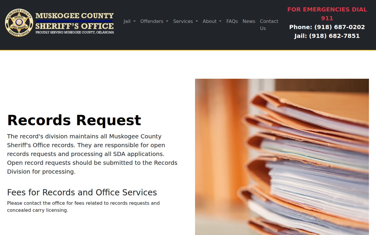 Muskogee County released inmate records request channel