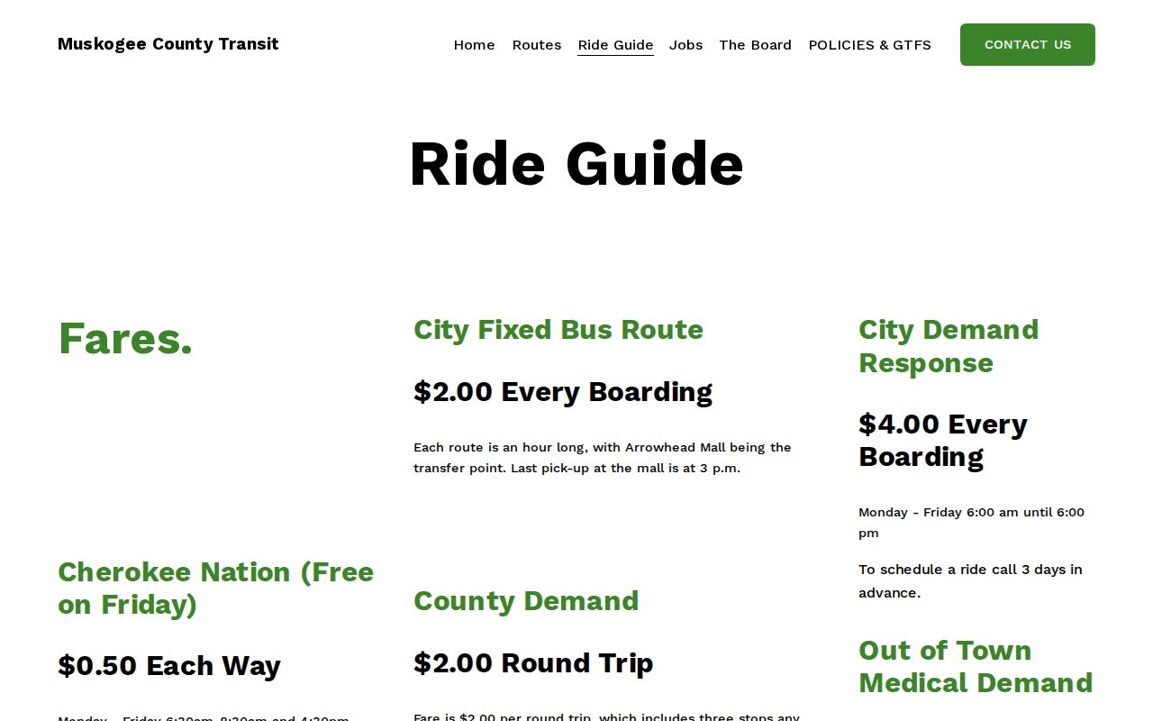 Muskogee County transit ride guide for travel after a 72-hour release