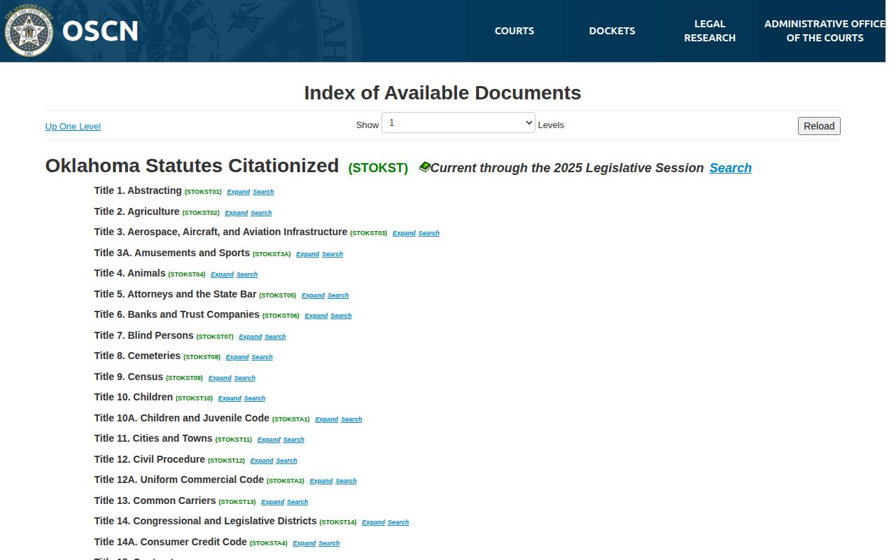 Oklahoma statutes for Muskogee County projected release date calculations
