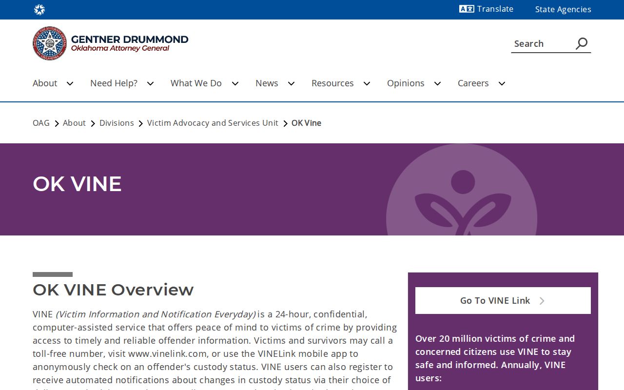 Oklahoma VINE notification channels for Muskogee County release alerts